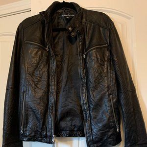 Kenneth Cole New York Genuine Leather Moto Jacket, Size XS, Black